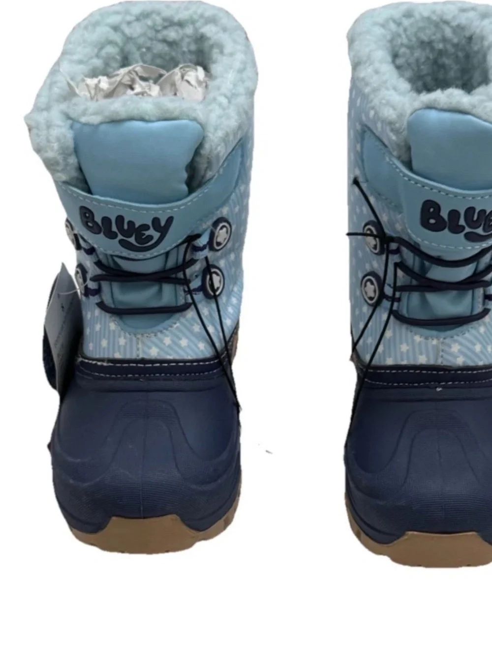 Light and dark Blue Kids' Insulated Winter Boots with white stars toddler size 8